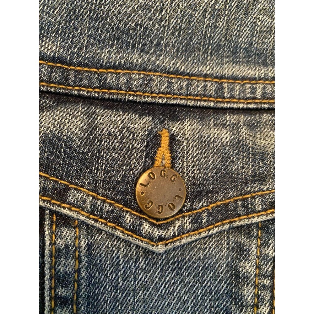 H&M L.O.G.G. Jean Jacket Denim Size 10 Utility Cotton Dark Wash LOGG Buttons - Picture 8 of 12